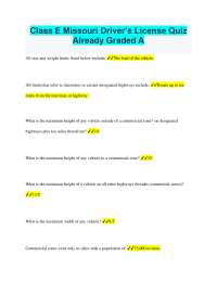 Class E Missouri Driver’s License Quiz Already Graded A