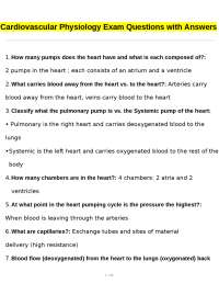 Cardiovascular Physiology Exam Questions and Answers
