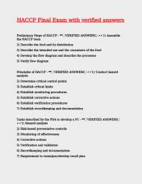 HACCP Final Exam with Verified Answers: A Comprehensive Guide to Food Safety