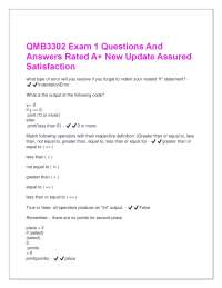 QMB3302 Exam 1 Questions And Answers Rated A+ New Update Assured Satisfaction
