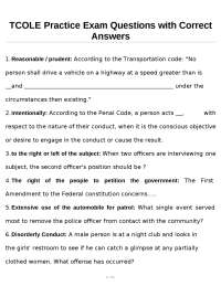 TCOLE Practice Exam Questions with Correct Answers