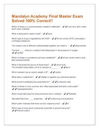 Mandalyn Academy Final Master Exam: Solved Questions and Answers