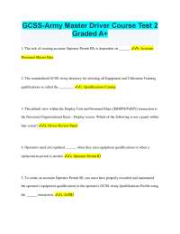 GCSS-Army Master Driver Course Test 2 Graded A+