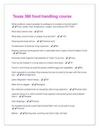 Texas 360 Food Handling Course: Questions and Answers
