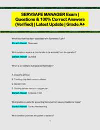SERVSAFE MANAGER Exam Questions and Answers