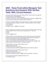 2025 - Texas Food safety Managers Test Questions And Answers With Verified Tests 100% Corr