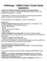 Pathology - USMLE Step 1 Exam Study Questions