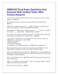 QMB3302 Final Exam Questions And Answers With Verified Tests 100% Correct Answers