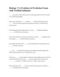 Biology 17.4 Evidence of Evolution Exam with Verified Solutions