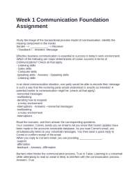 Communication Foundations: Week 1 Assignment