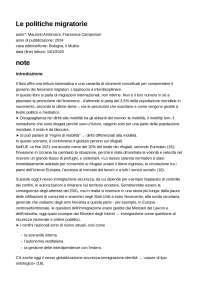 Riassunto "Le politiche migratorie" di Ambrosini, Campomori