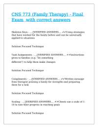 CNS 773 (Family Therapy) - Final Exam with Correct Answers