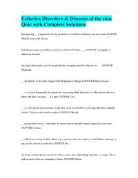 Esthetics Disorders & Diseases of the skin Quiz with Complete Solutions