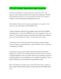 CPLEE Study Questions and Answers