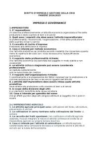 Diritto d'impresa e gestione della crisi 2024/2025 - UNIPEGASO