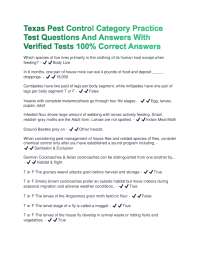 Texas Pest Control Category Practice Test Questions and Answers