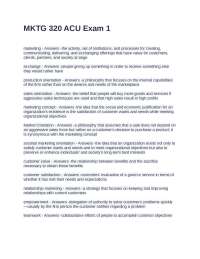 MKTG 320 ACU Exam 1 Questions and Correct Answers