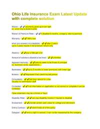 Ohio Life Insurance Exam Latest Update with complete solution