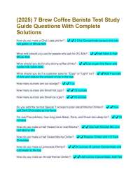 (2025) 7 Brew Coffee Barista Test Study Guide Questions With Complete Solutions