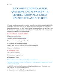 TNCC 9TH EDITION FINAL TEST QUESTIONS AND ANSWERS WITH VERIFIED RATIONALES LATEST UPDATED