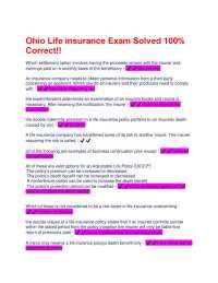 Ohio Life insurance Exam Solved 100% Correct!!