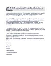 LDR - 302S Organizational Culture Exam Questions & Answers.