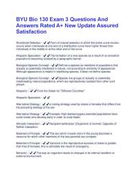 BYU Bio 130 Exam 3 Questions And Answers Rated A+ New Update Assured Satisfaction