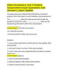 Plato Economics Unit 2 Pretest: Government Exam Questions And Answers Latest Update