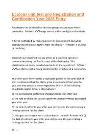 Ecology Unit Test: Multiple Choice Questions and Answers