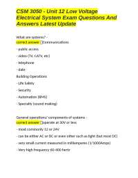 CSM 3050 - Unit 12 Low Voltage Electrical System Exam Questions and Answers