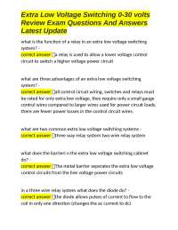 Extra Low Voltage Switching 0-30 volts: Review Exam Questions and Answers