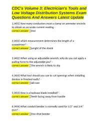 Electrician's Tools and Low Voltage Distribution Systems Exam Questions and Answers
