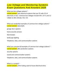 Low Voltage and Monitoring Systems Exam Questions and Answers