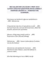 RIO SALADO BIO 202 EXAM 1 PREP 2024 LATEST UPDATED QUESTIONS WITH CORRECT ANSWERS GRADED A