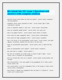 Rio Salado Bio 201 Exam 3: Autonomic Nervous System Questions and Answers