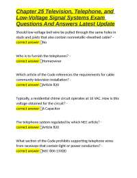 Chapter 25 Television, Telephone, and Low-Voltage Signal Systems Exam Questions And Answer