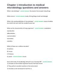 Chapter 1 Introduction to medical microbiology questions and answers