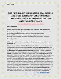 Ohio Psychologist Jurisprudence Oral Exam & Study Guide