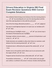 Virginia Drivers Education Final Exam Revision Questions and Answers