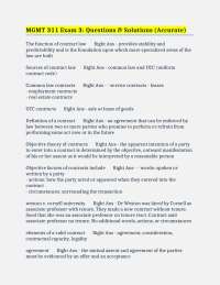 MGMT 311 Exam 3: Questions & Solutions (Accurate) - Contract Law