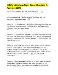 UK Constitutional Law Exam Questions and Answers