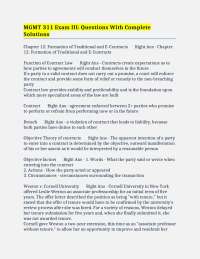MGMT 311 Exam III: Questions and Answers on Contract Formation