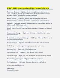 MGMT 311 Exam Questions and Answers: Torts
