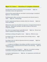 Mgmt 311 Exam 1: Organizational Behavior Concepts & Theories