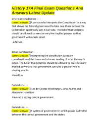 History 17A Final Exam Questions and Answers: Key Concepts and Definitions