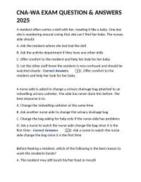 CNA-WA Exam Questions & Answers 2025: Nursing Aide Certification Guide