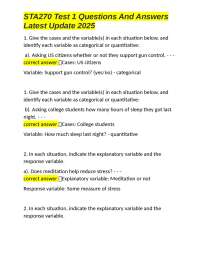 STA270 Test 1 Questions and Answers: A Comprehensive Guide to Statistics Concepts