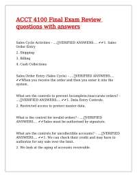 ACCT 4100 Final Exam Review: Sales, Expenditure, and Production Cycles