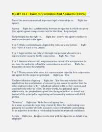 MGMT 311 - Exam 4: Questions And Answers (100%)