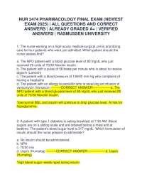 NUR 2474 Pharmacology Final Exam (Newest Exam 2025) - Rasmussen University